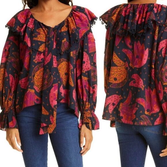 FARM RIO Patchwork Banana Blouse Size XS - Picture 1 of 11